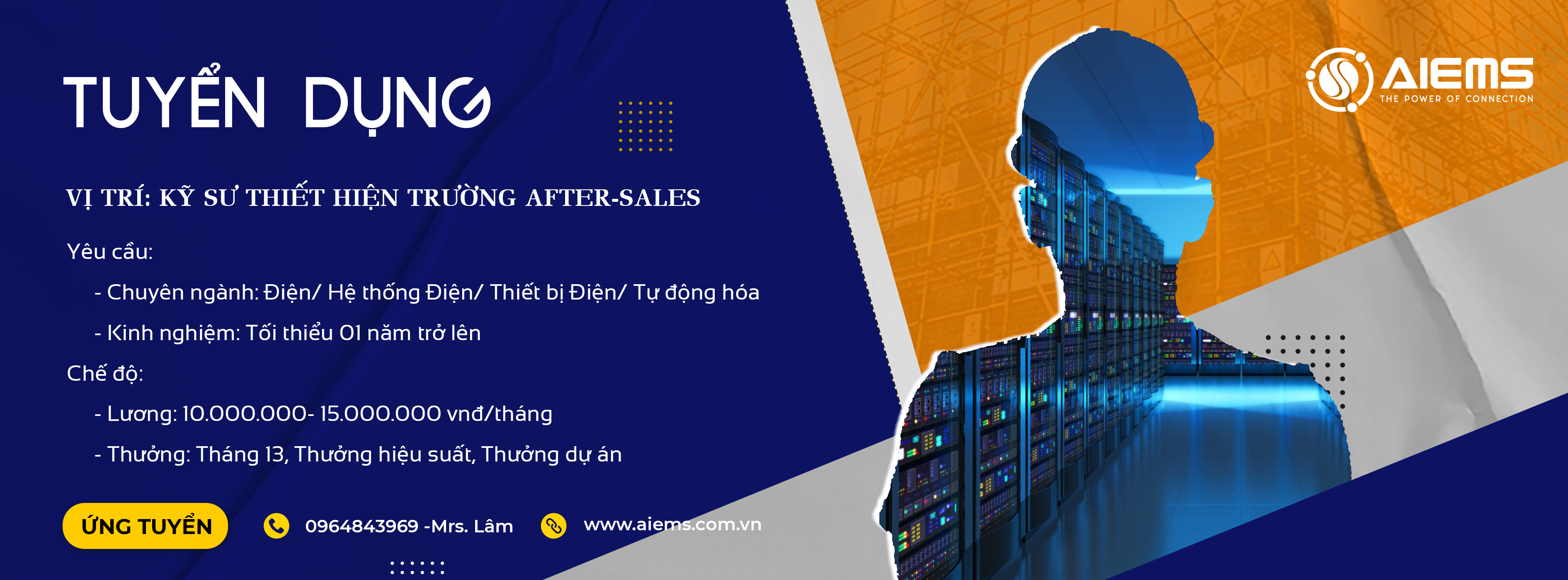 TUYỂN DỤNG: VỊ TRÍ KỸ SƯ HIỆN TRƯỜNG AFTER-SALES
